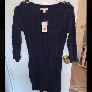 Navy Cable Knit Sweater Dress NWT
